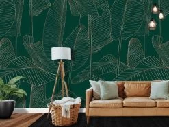 Banana Leaf Wallpaper -Wallpaper Mural Shop Banana Leaf Wallpaper Dark Green Living Room About Murals