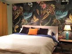 Black Tropical Wallpaper 11 Black Tropical Wallpaper -Wallpaper Mural Shop Black Tropical Wallpaper in a Bedroom
