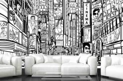 Black And White Times Square Wallpaper