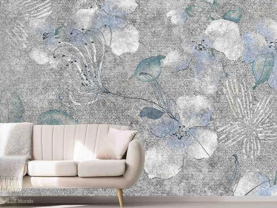 Blue Grey Floral Wallpaper 1 Blue Grey Floral Wallpaper