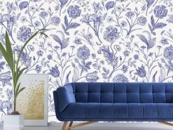 Blue Toile Wallpaper