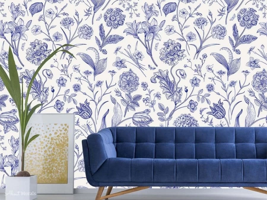 Blue Toile Wallpaper 1 Blue Toile Wallpaper