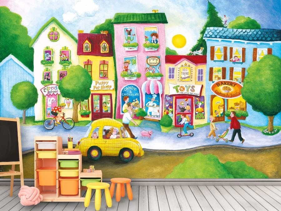Children’s Town Wallpaper Mural 1 Children’s Town Wallpaper Mural