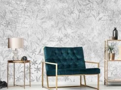 Grey Daisy Wallpaper On Concrete