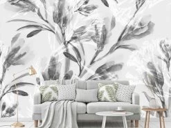 Grey Watercolor Flower Wallpaper