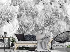 Grey And White Carnation Wallpaper