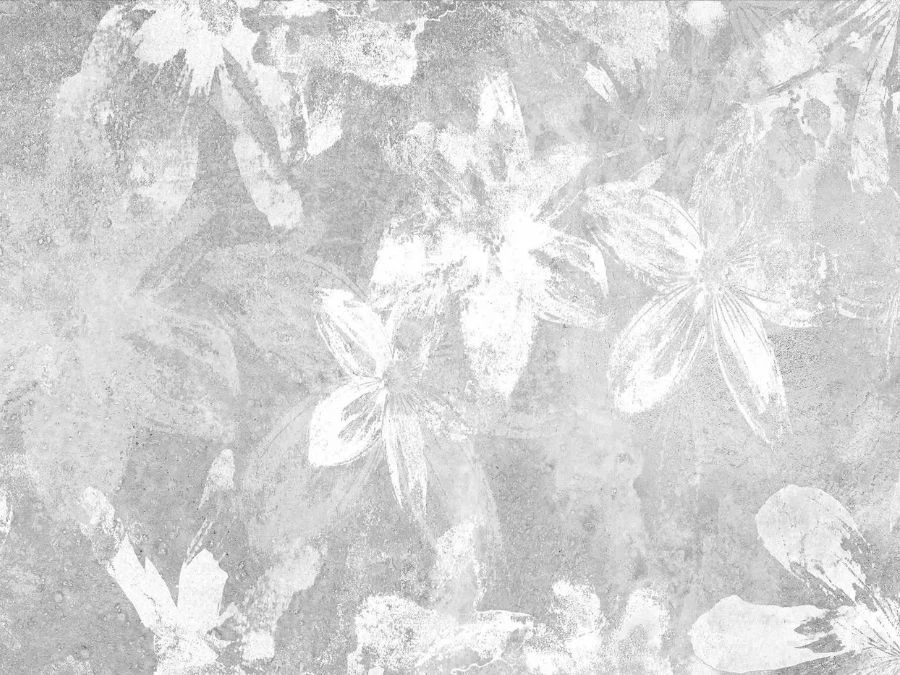 Grey And White Floral Wallpaper On Concrete 2 Grey And White Floral Wallpaper On Concrete - Image 2