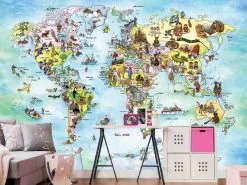 Kids World Map Wall Mural