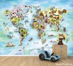 Kids World Map Wall Mural 10 Kids World Map Wall Mural -Wallpaper Mural Shop Kids World Wall Mural MU2141 2