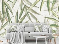 Light Green Botanical Foliage Wallpaper