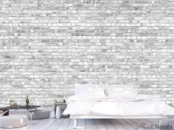 Old Brick Wall Mural Light Black And White