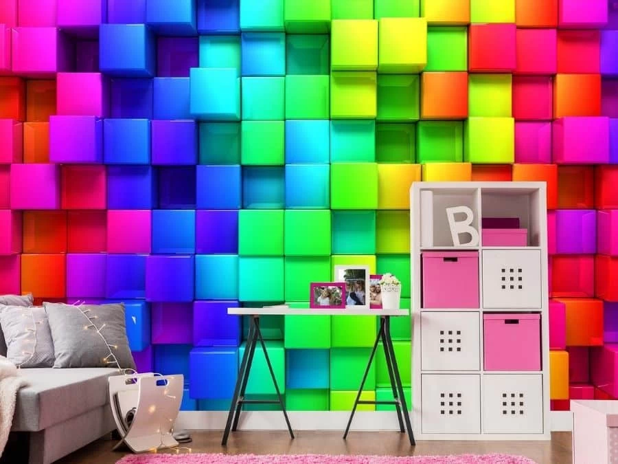 Rainbow Cubes Wall Mural 1 Rainbow Cubes Wall Mural