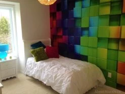 Rainbow Cubes Wall Mural 10 Rainbow Cubes Wall Mural -Wallpaper Mural Shop Rainbow Cubes Wall Mural White Bedroom min