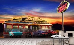 Retro Diner Wallpaper 6 Retro Diner Wallpaper -Wallpaper Mural Shop Retro Diner Wallpaper Office About Murals