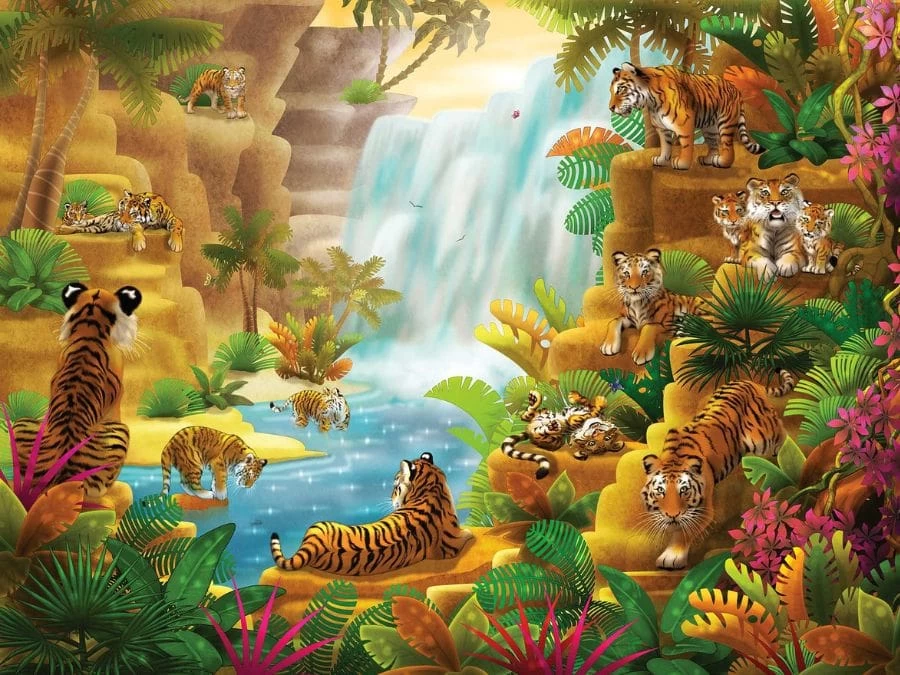 Tiger Paradise Wall Mural 2 Tiger Paradise Wall Mural - Image 2