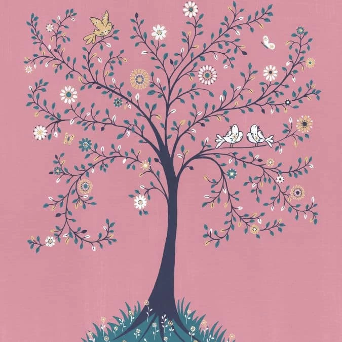 Tree Of Life Pink Wall Mural 2 Tree Of Life Pink Wall Mural - Image 2