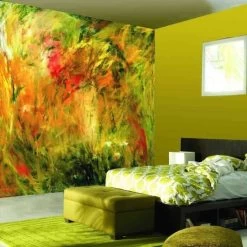 Wallpaper Mural Shop 24 Yellow Red And Green Abstract Wallpaper